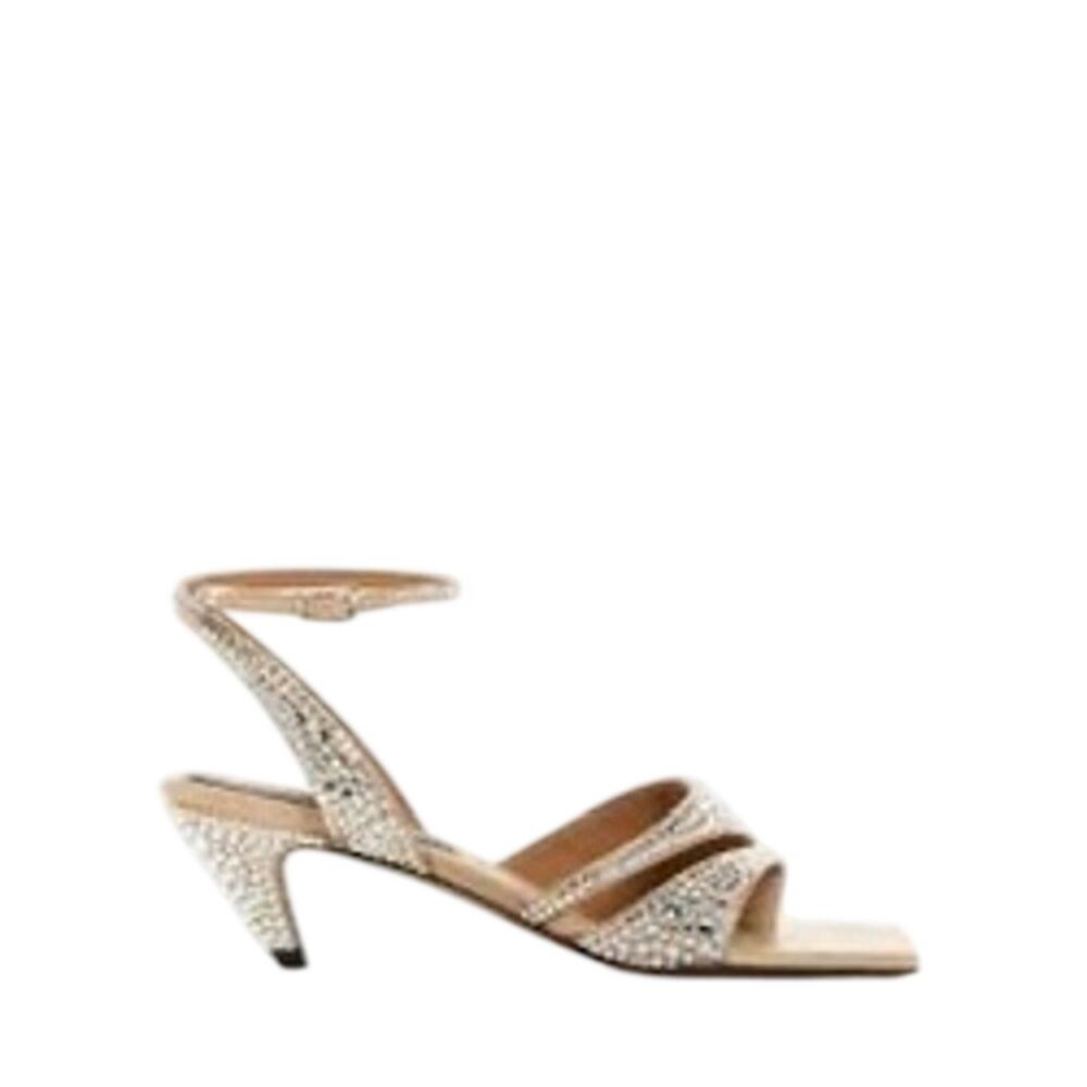 Stella McCartney NIB Stella Spur Crystal Hotfix Kitten Heels in Desert Size 36.5